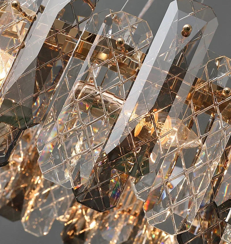 Lustre Cristal Moderne LED Luxe Atmosphérique Doré