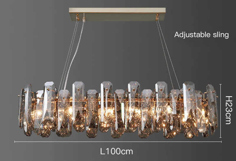Lustre Cristal Moderne LED Luxe Atmosphérique Doré