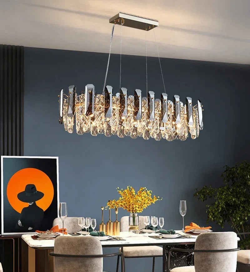 Lustre Cristal Moderne LED Luxe Atmosphérique Doré