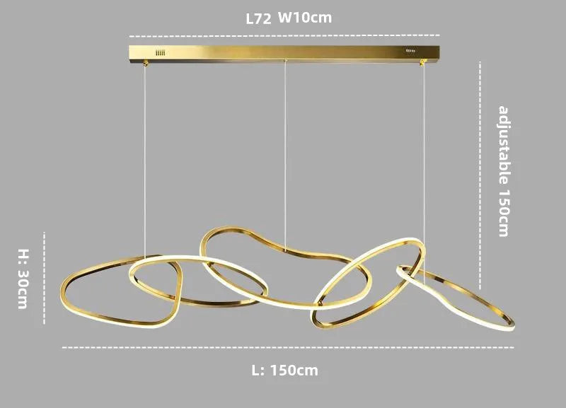 Grand Lustre en Cristal avec Design Moderne et Anneaux LED