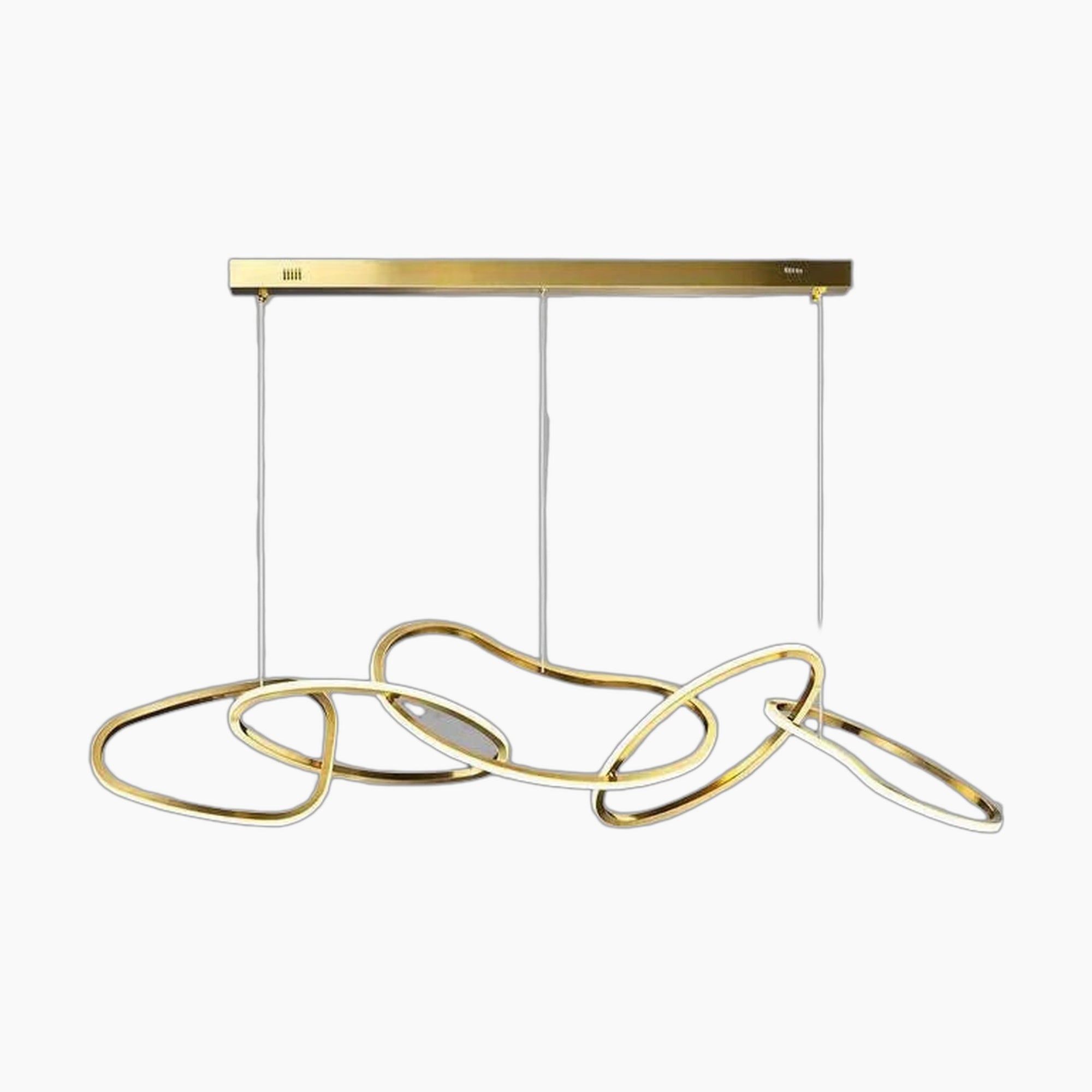 Grand Lustre en Cristal avec Design Moderne et Anneaux LED