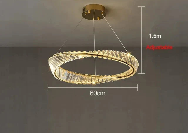 Lustre Industriel en Cristal Moderne avec Télécommande, Or