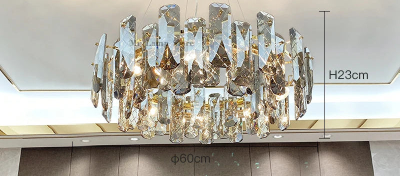 Lustre Cristal Moderne LED Luxe Atmosphérique Doré