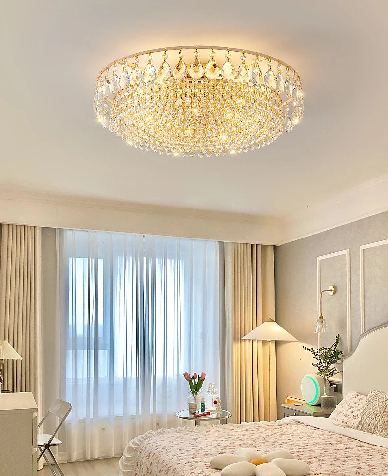 Lustre art déco en cristal LED moderne pour intérieur, matériel fer, installation semi-encastrée.