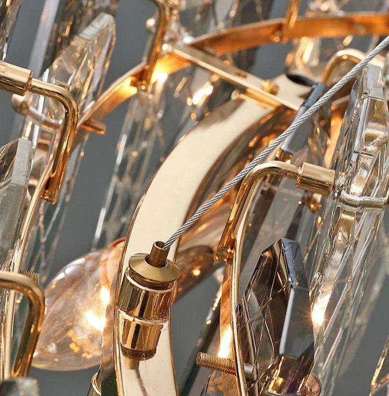 Lustre Cristal Moderne LED Luxe Atmosphérique Doré