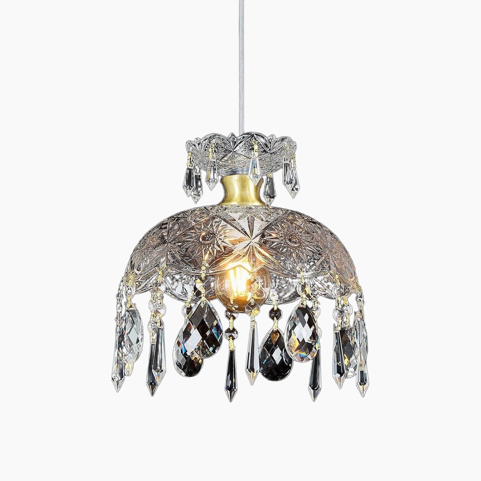 Lustre salle à manger en cristal suspension réglable vintage bronze