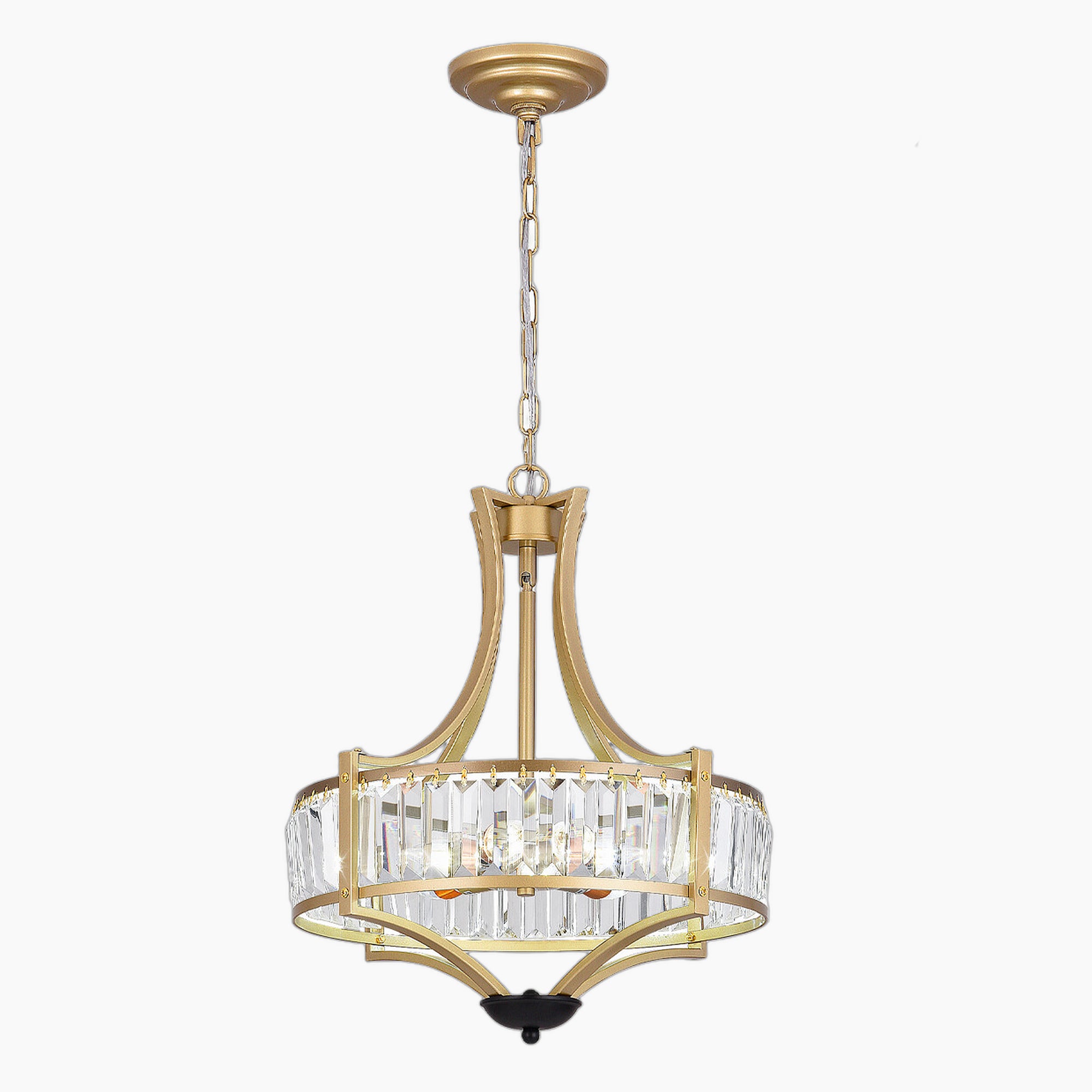 Lustre en cristal de verre élégant à cinq lampes, suspension E14.