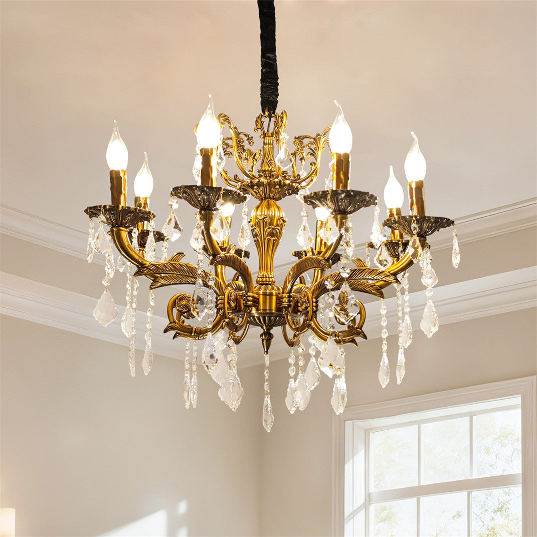 Kronleuchter Kristall Antik Messing Pendelleuchte Hängelampe 6/8/12-armig Lüster