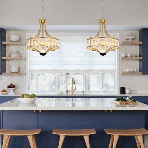 Eleganter Kronleuchter aus Kristallglas 5-Leuchten Deckenpendelleuchte E14 DE