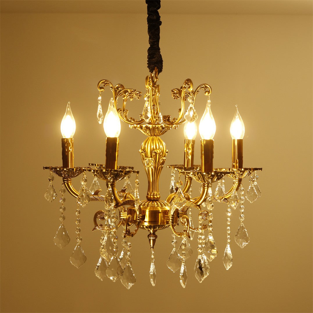 Kronleuchter Kristall Antik Messing Pendelleuchte Hängelampe 6/8/12-armig Lüster